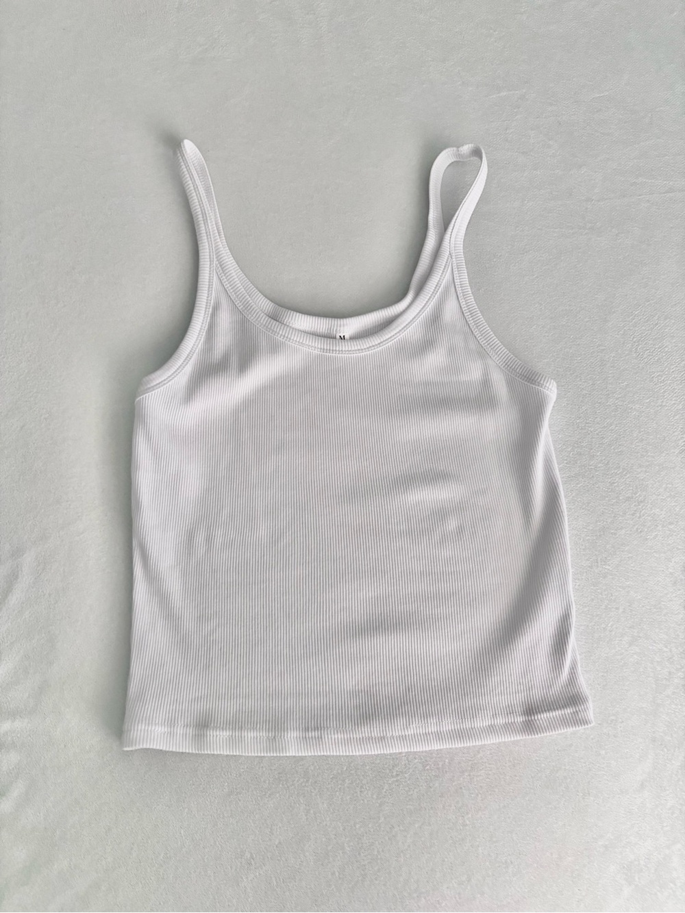 Women’s White Ribbed Tank Top - Classic Scoop Neck